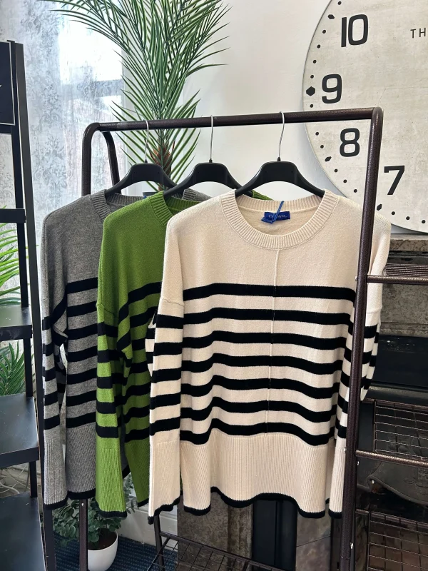 Striped Round Neck Boxy Jumper