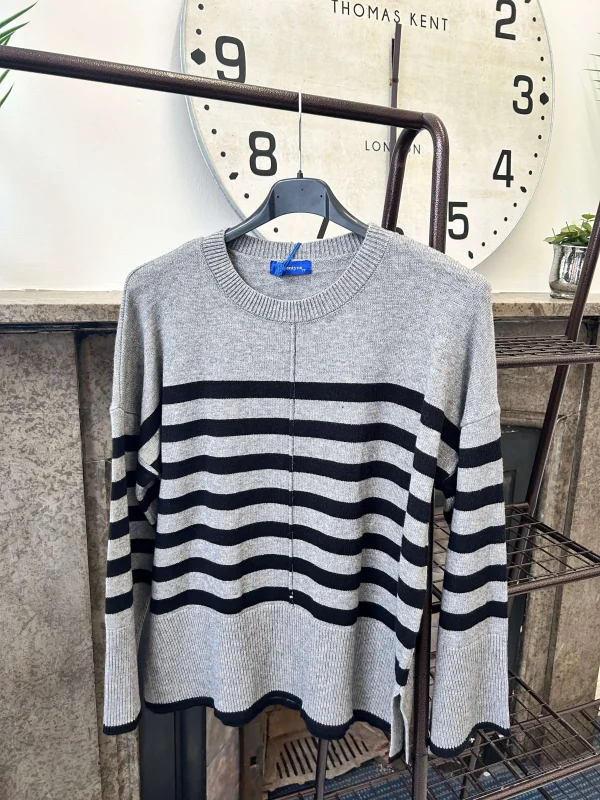 Striped Round Neck Boxy Jumper - Image 2