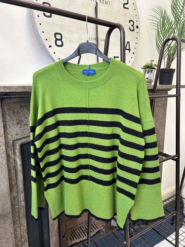 Striped Round Neck Boxy Jumper - Image 3