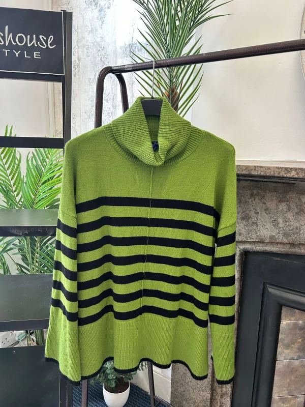 Roll Neck Striped Boxy Jumper - Image 2