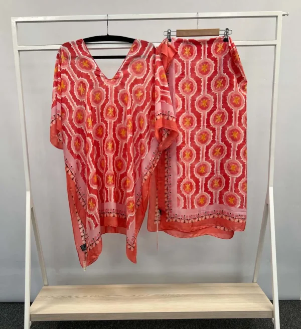 Ladies Geometric Kaftan & Scarf/Sarong Combo - Image 5