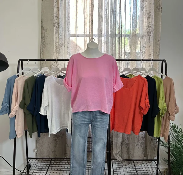 Casual Round Neck Linen Top