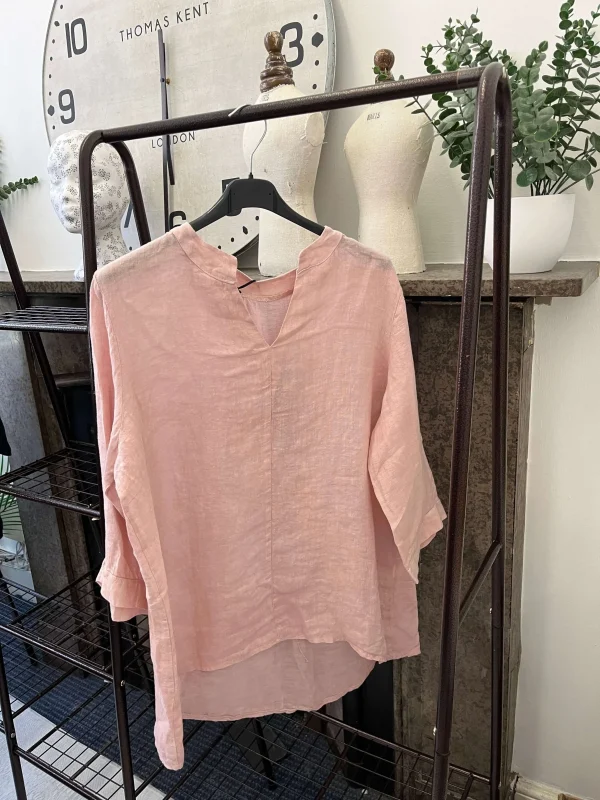 Venice Linen Grandad Collar Shirt - Image 4