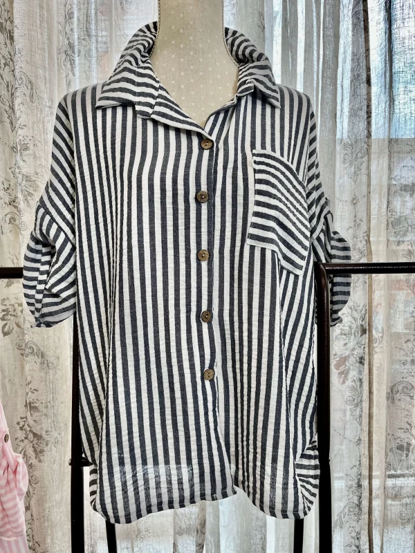 Ladies Casual Striped Shirt - Image 2