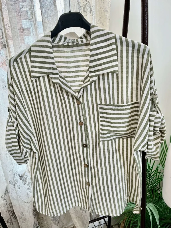 Ladies Casual Striped Shirt - Image 4
