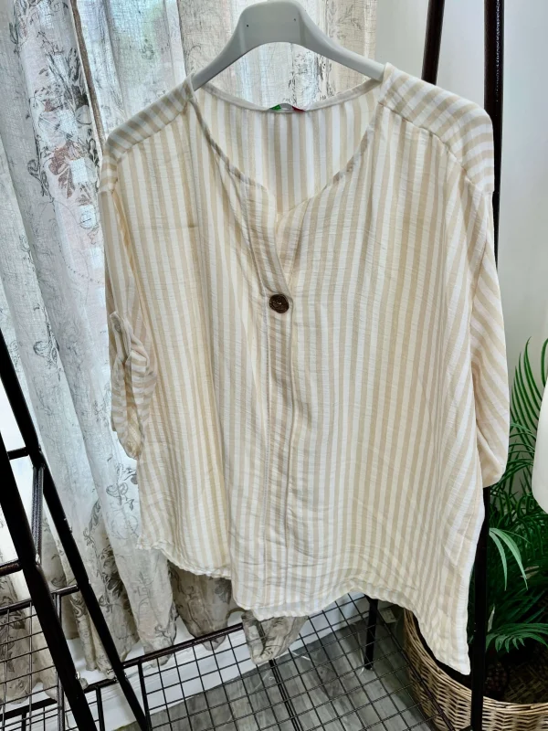 Annabelle One Button Striped Shirt - Image 5