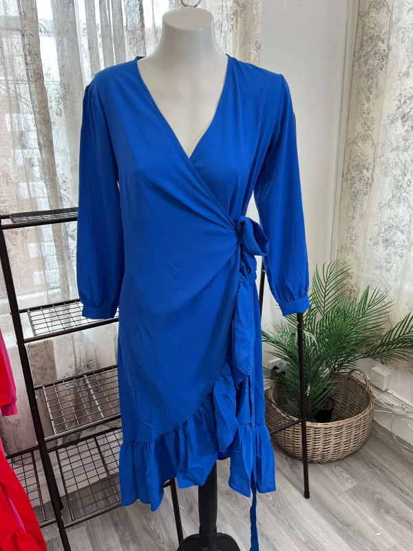 Block Colour Frill Detail Wrap Dress - Image 2