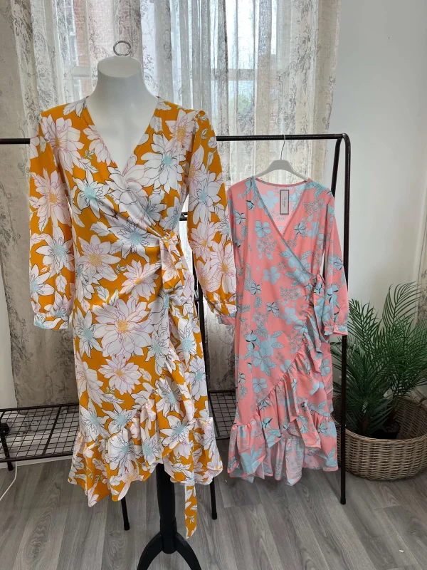 Floral Frill Detail Wrap Dress