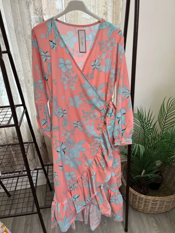 Floral Frill Detail Wrap Dress - Image 2