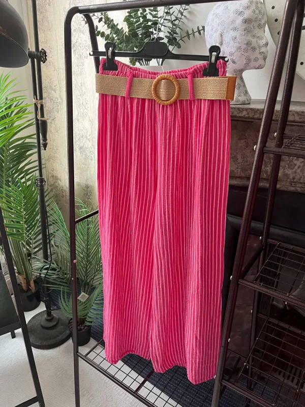 Jennifer Pinstripe Belted Palazzo Trouser - Image 4