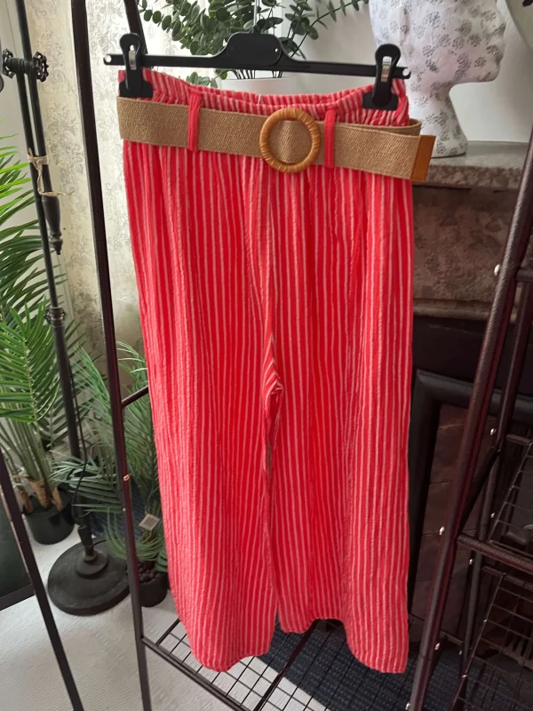 Jennifer Pinstripe Belted Palazzo Trouser - Image 5