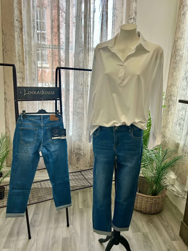Toxik - Stretchy Mid Wash Boyfriend Jeans