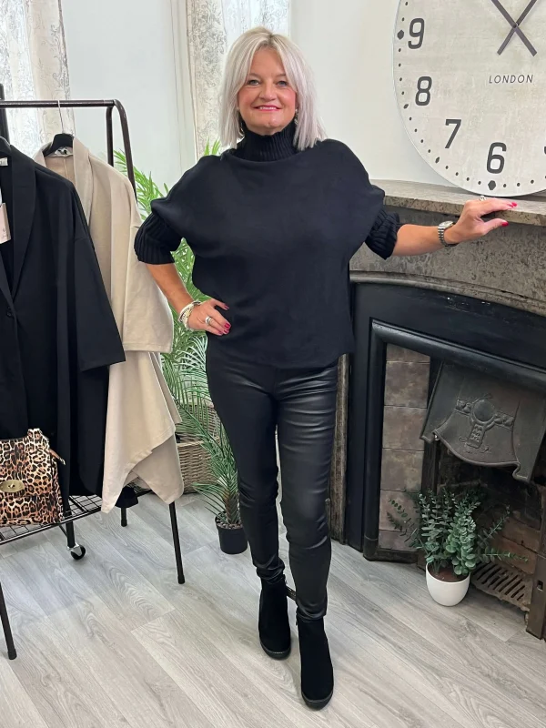 Toxik - Black Stretchy Leather Look Jeans
