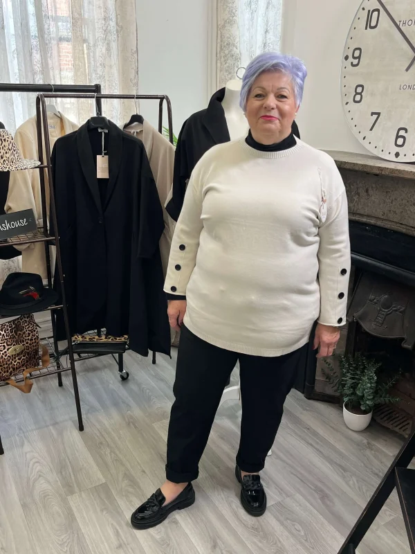 Stylish Button Sleeve Jumper - Image 2