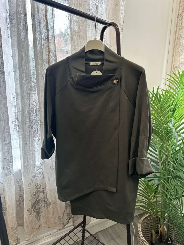 Poncho Style Button Neck Sweatshirt - Image 3