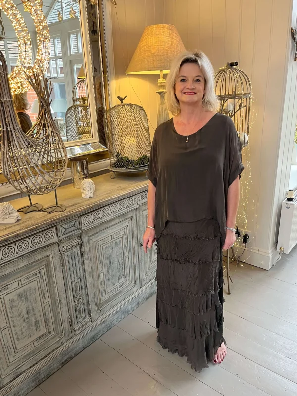 Saskia Silk Look Tiered Dress - Image 3
