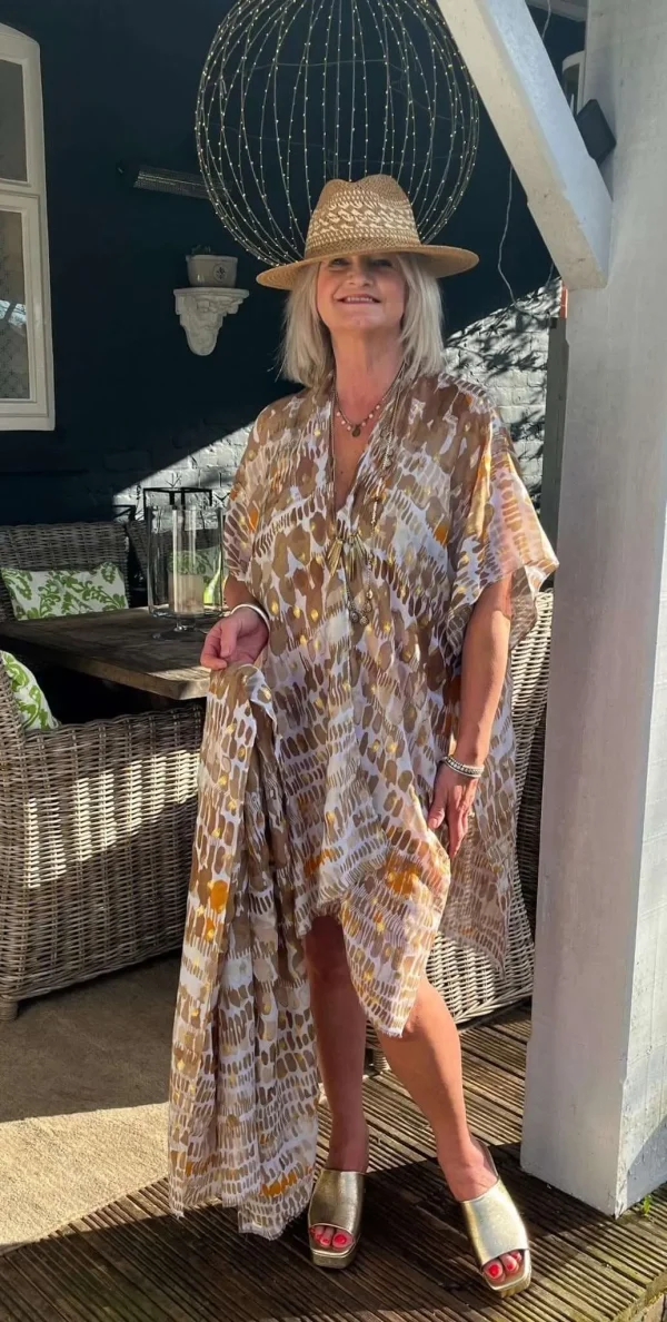 Ladies Abstract Kimono & Scarf/Sarong Combo