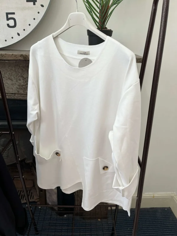 Asymmetrical Pocket Detail Jersey Sweatshirt - Image 2