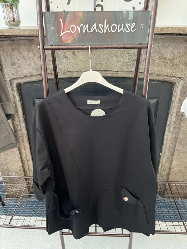 Asymmetrical Pocket Detail Jersey Sweatshirt - Image 3