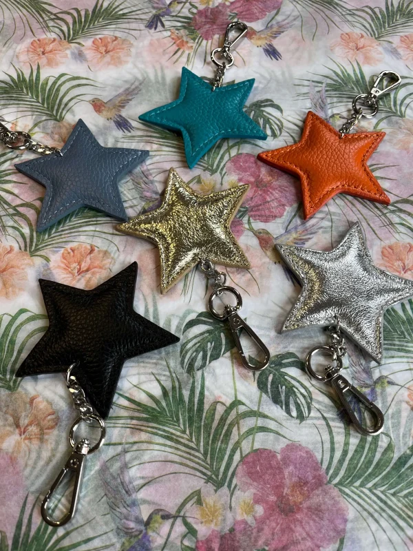 Leather Star Keyring Bag Charm