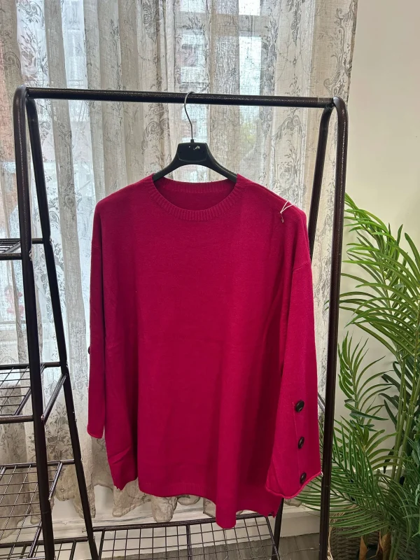 Stylish Button Sleeve Jumper - Image 6