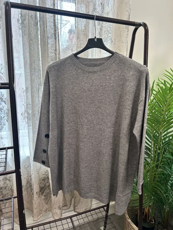 Stylish Button Sleeve Jumper - Image 5