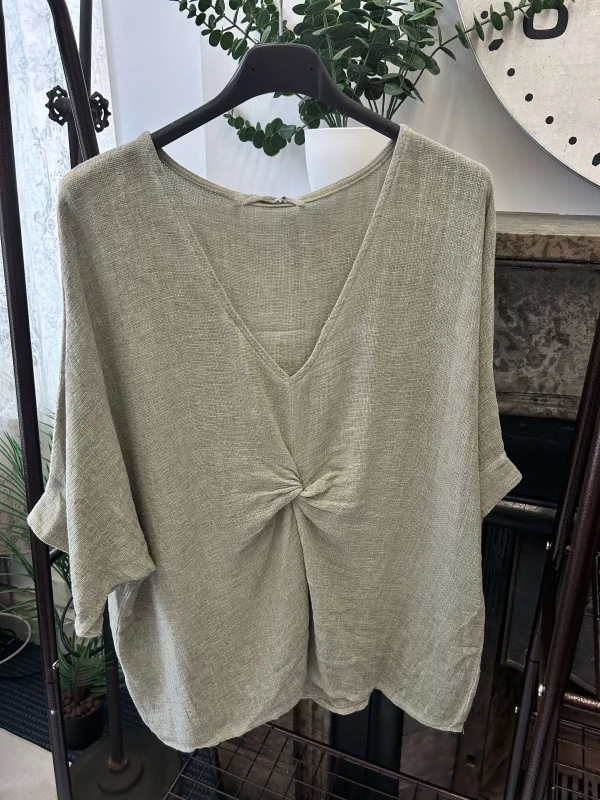 Clara Knot Front Hessian Top - Image 4
