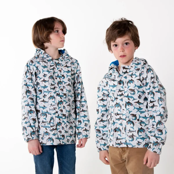 Lined Rain Jacket, Shark Frenzy (runs large, recommend sizing down) - Image 3