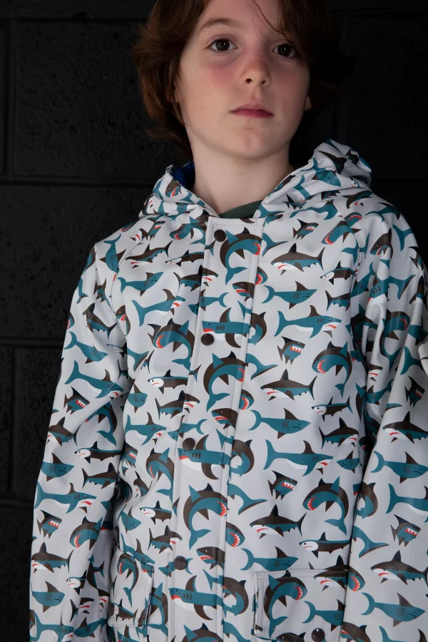 Lined Rain Jacket, Shark Frenzy (runs large, recommend sizing down) - Image 4