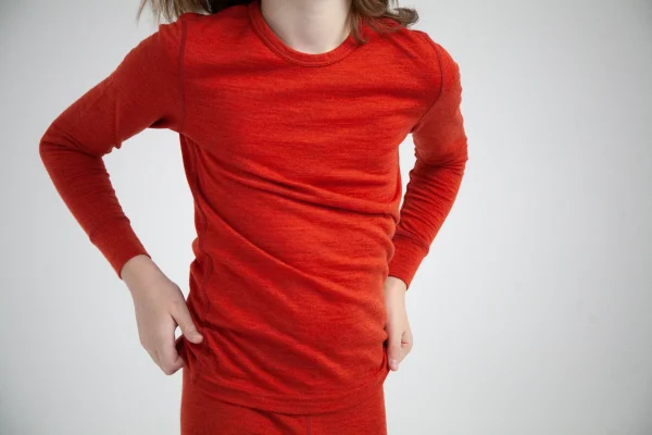Oaki Kids Ultra-Soft Merino Wool Base Layer Kids, Breathable Merino Base Layer, Boys & Girls Thermals for Kids, Red Clay - Image 2