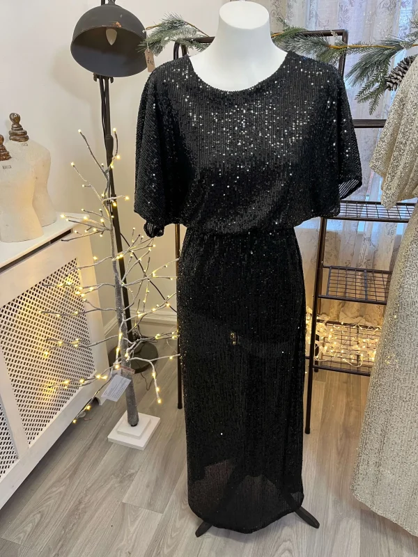 Short Batwing Sleeve Sequin Maxi Dress - Image 3