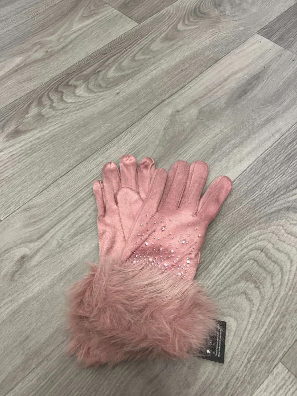 Diamonte Faux Fur Gloves - Image 4