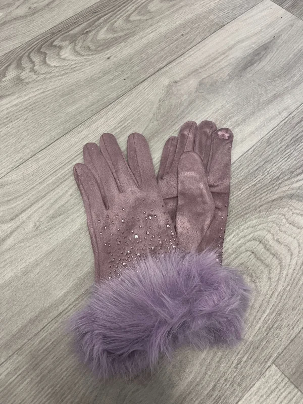 Diamonte Faux Fur Gloves - Image 6