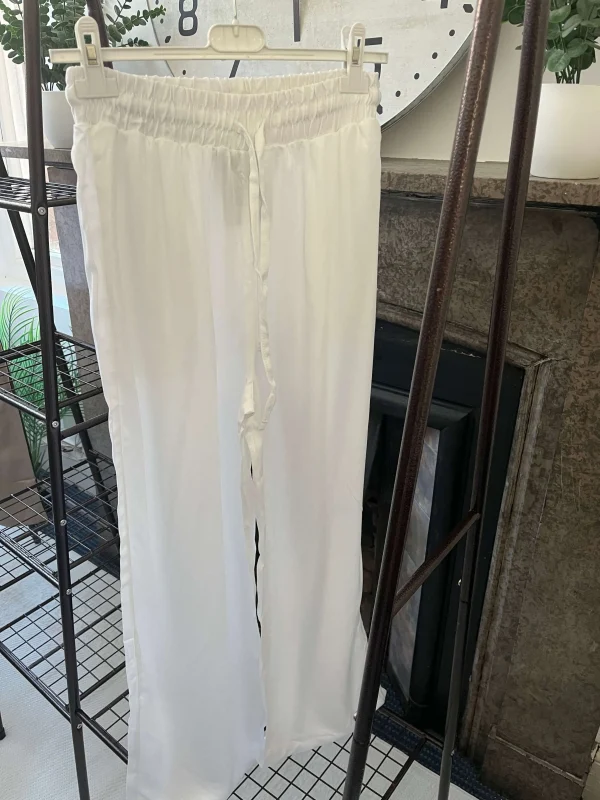 Twill Elasticated Waist Wide Leg Palazzo Trousers - Image 2