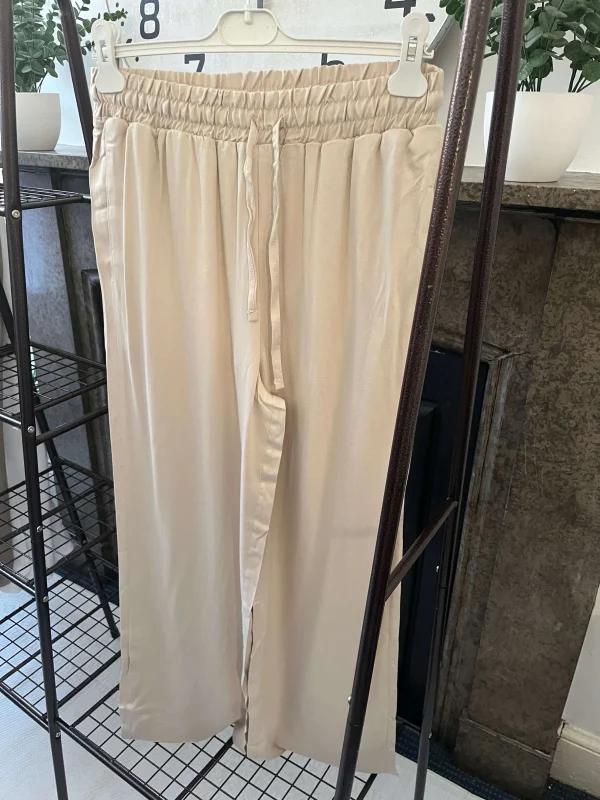 Twill Elasticated Waist Wide Leg Palazzo Trousers - Image 5