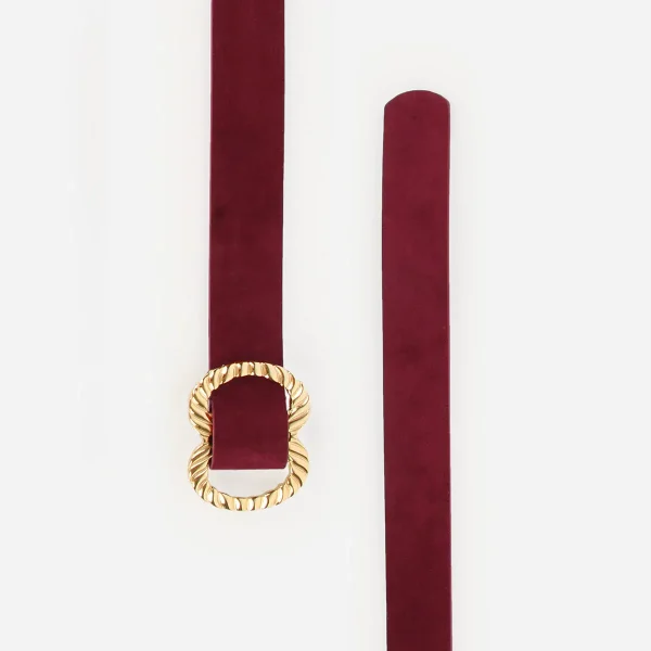 The Infinite Belt Gold Burgundy Suede - Image 3
