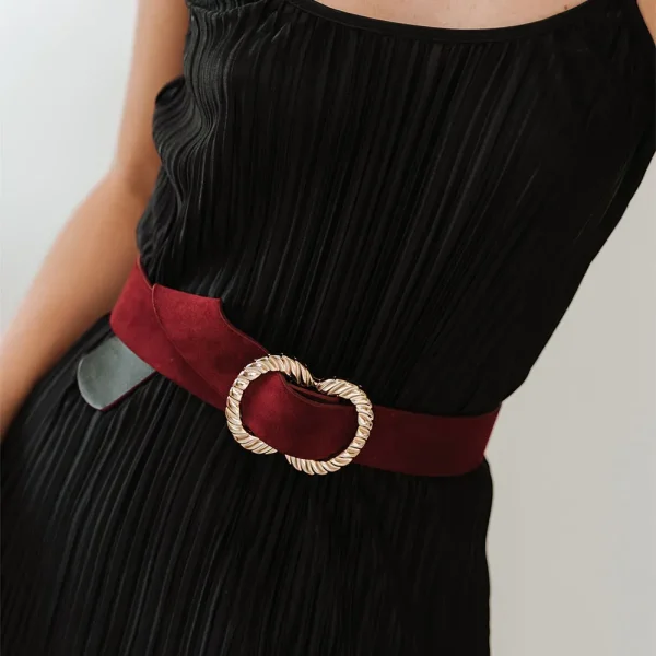 The Infinite Belt Gold Burgundy Suede - Image 4