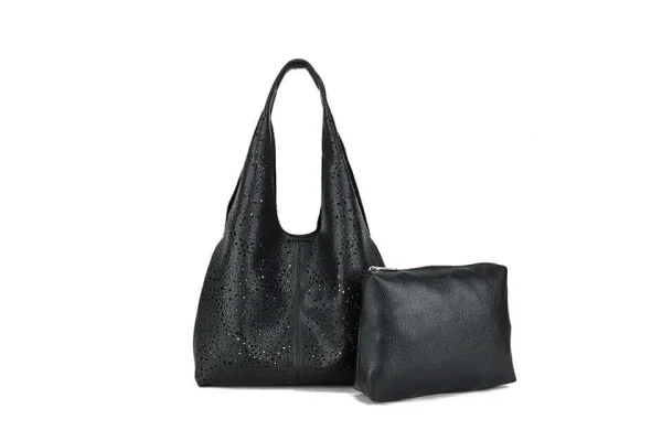 Ladies Perforated Slouchy Shoulder Bag - Image 4