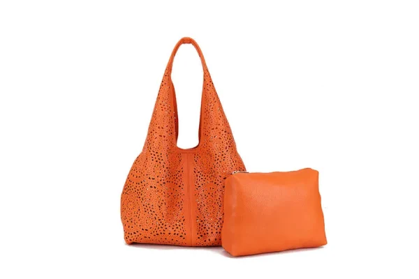 Ladies Perforated Slouchy Shoulder Bag - Image 5