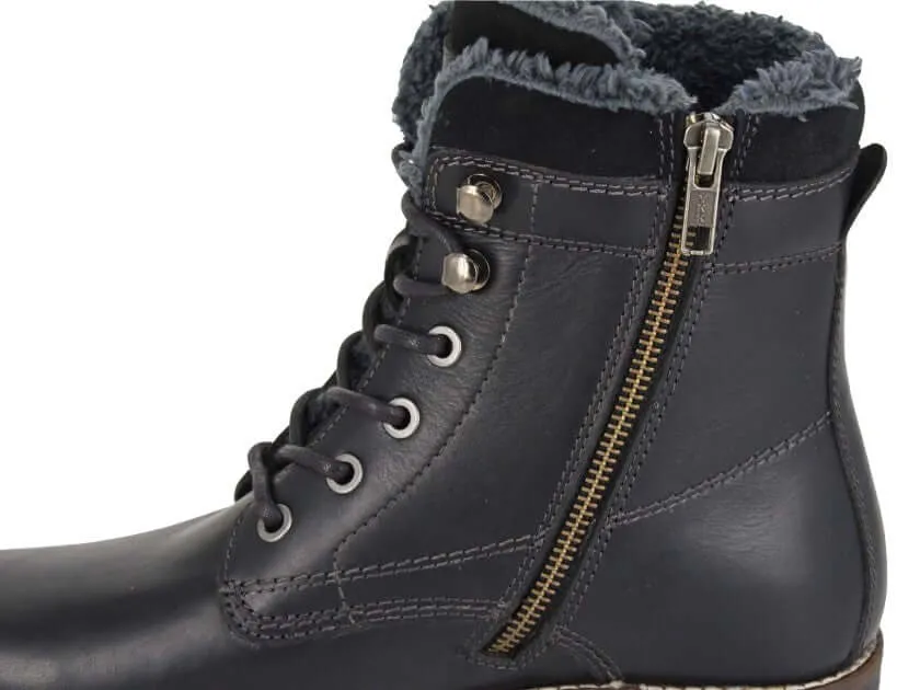 Black Leather Lace/Zip High Ankle Country Boot - Image 2
