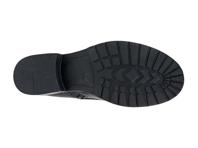 Black Leather Lace/Zip High Ankle Country Boot - Image 3