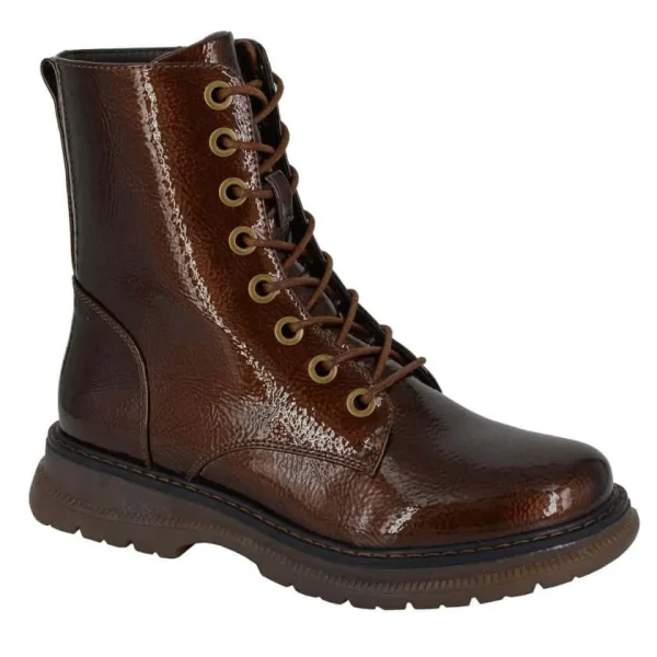 Cipriata 'Annetta' 8 Eye Lace Up Ladies Boots - Bronze Patent