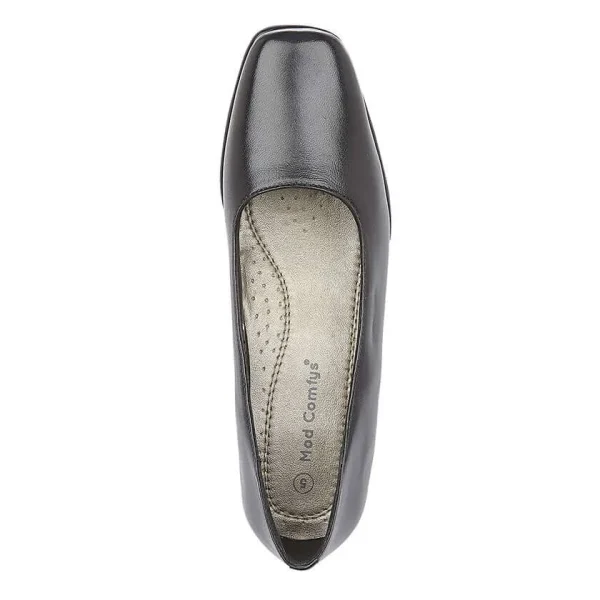 Black Leather 'Mod Comfy' Short Court Shoe - Image 2
