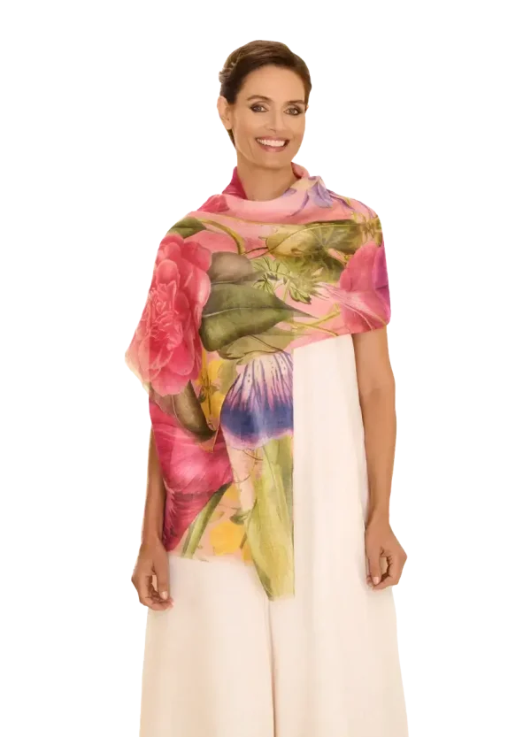 Powder Designs Linen/Cotton Scarf - Floral Study - Petal
