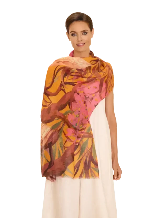 Powder Designs Linen/Cotton Scarf - Oriental Crane