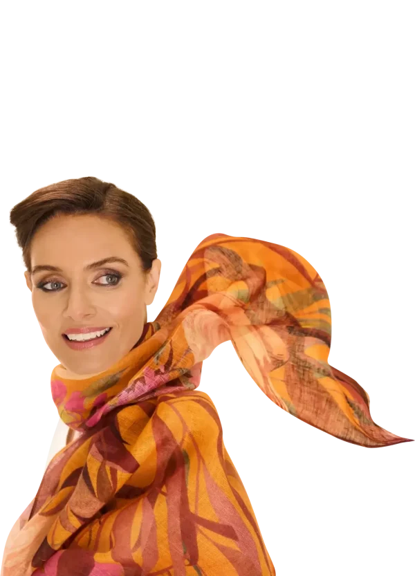 Powder Designs Linen/Cotton Scarf - Oriental Crane - Image 3