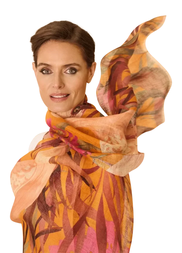 Powder Designs Linen/Cotton Scarf - Oriental Crane - Image 4