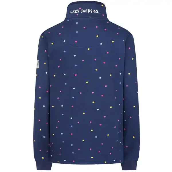 Lazy Jacks Ladies Button Neck Sweatshirt - Polka Dot Twilight - Image 4