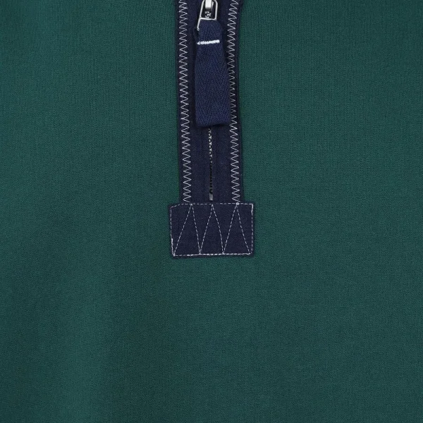 Lazy Jacks Mens 1/4 Zip Striped Sweatshirt - Forest - Image 3