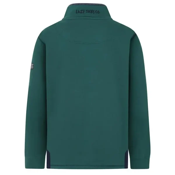 Lazy Jacks Mens 1/4 Zip Striped Sweatshirt - Forest - Image 2